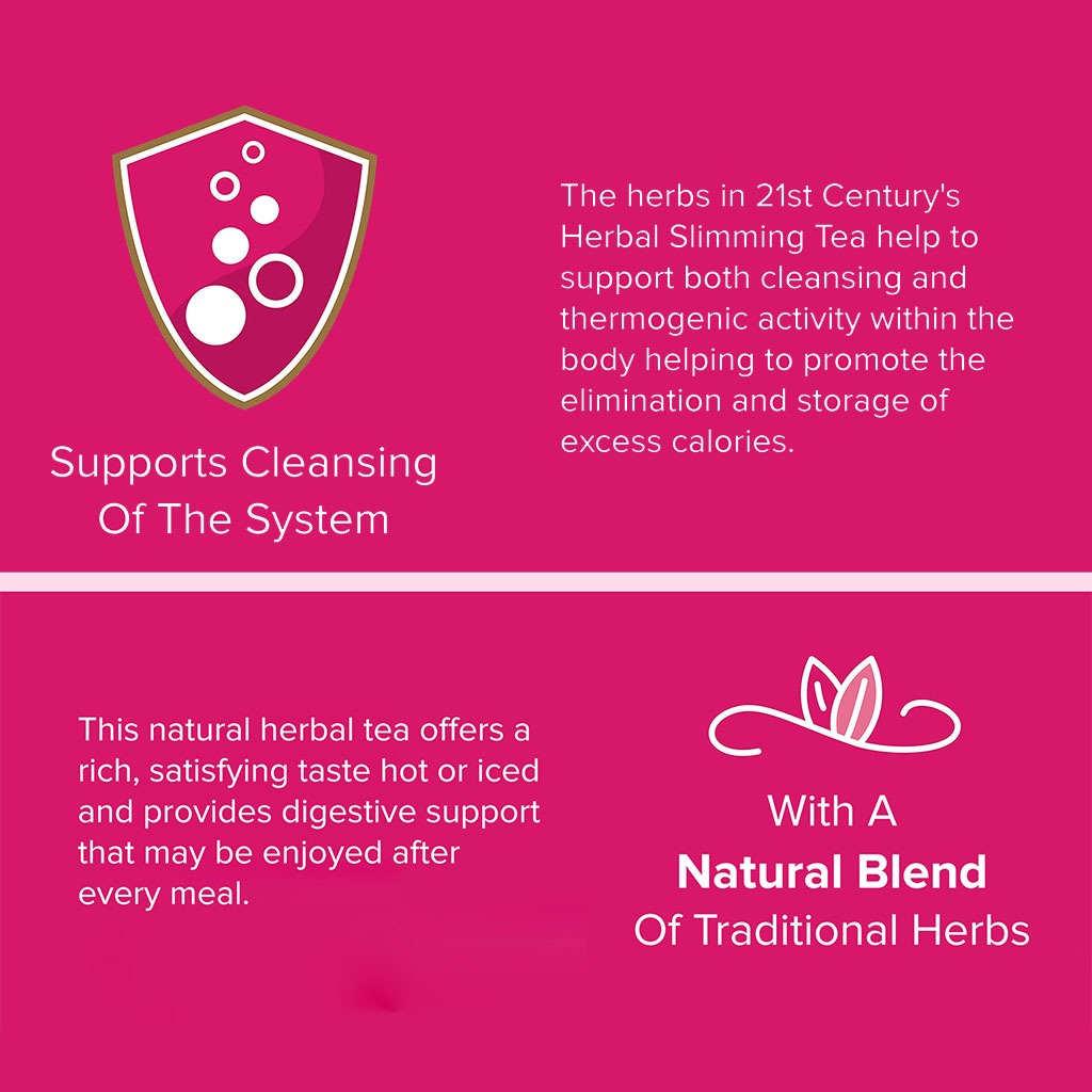 21st Century Herbal Slimming Tea Bag, CranRaspberry, Pack of 24's