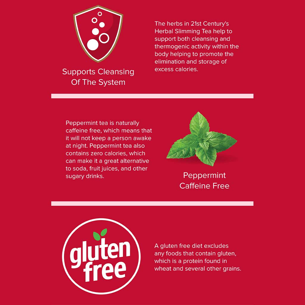 21st Century Herbal Slimming Tea Bag, Peppermint, Pack of 24's