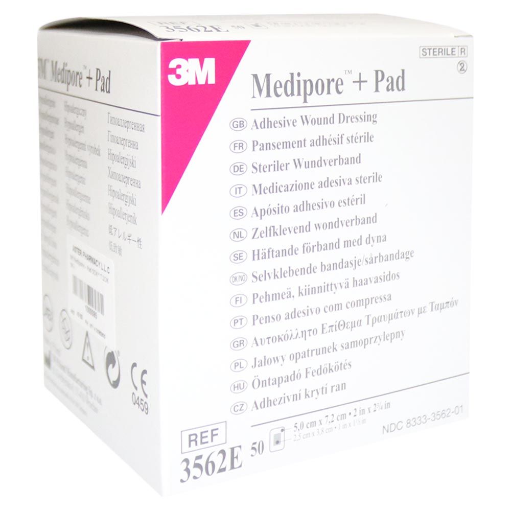 3M Medipore + Pad 5 cm x 7.2 cm 50's