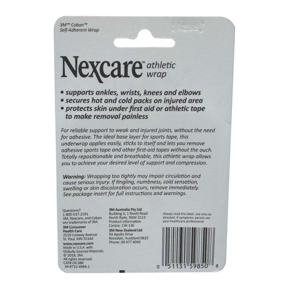 3M Nexcare Athletic Wrap Black 3 inch x 2.2 yards