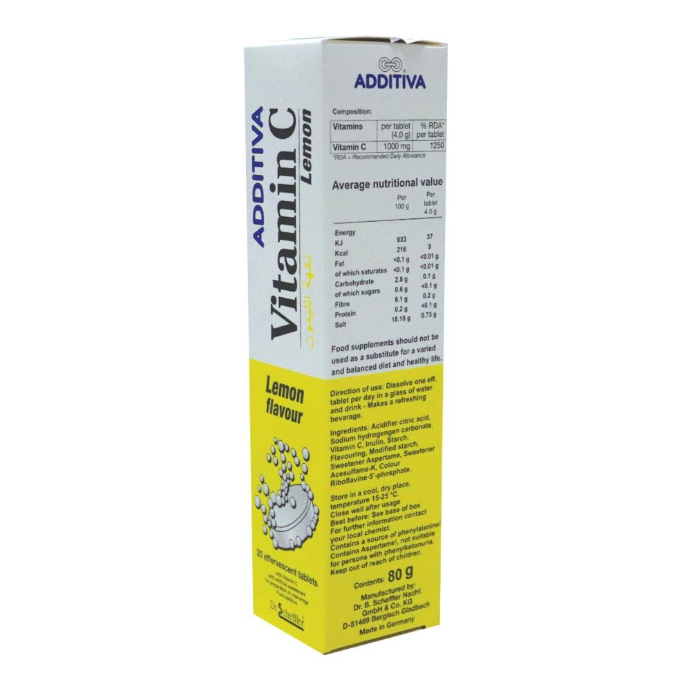 Additiva Vitamin C 1000MG Lemon Effervescent Tablets 20's