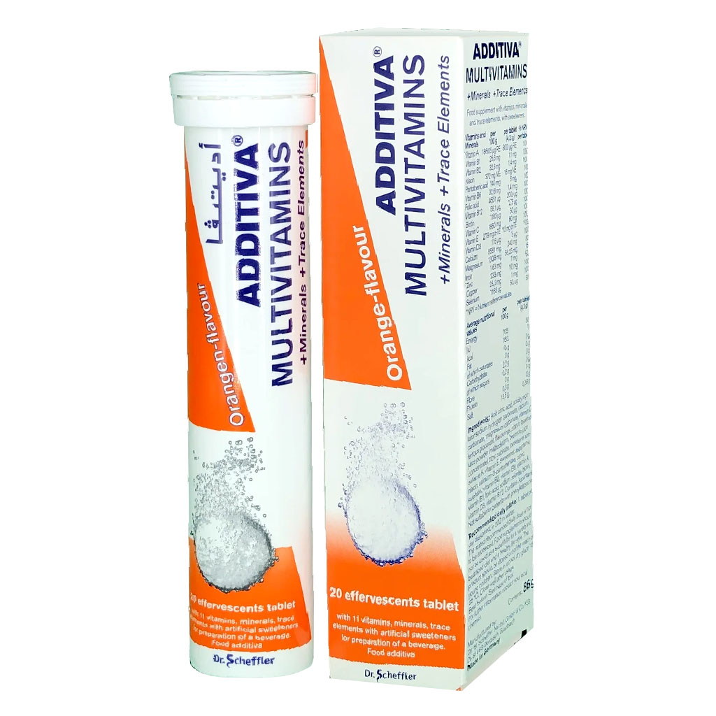Additiva Multivitamins & Minerals Orange Effervescent Tablets, Pack of 20's