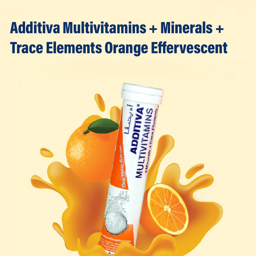 Additiva Multivitamins & Minerals Orange Effervescent Tablets, Pack of 20's