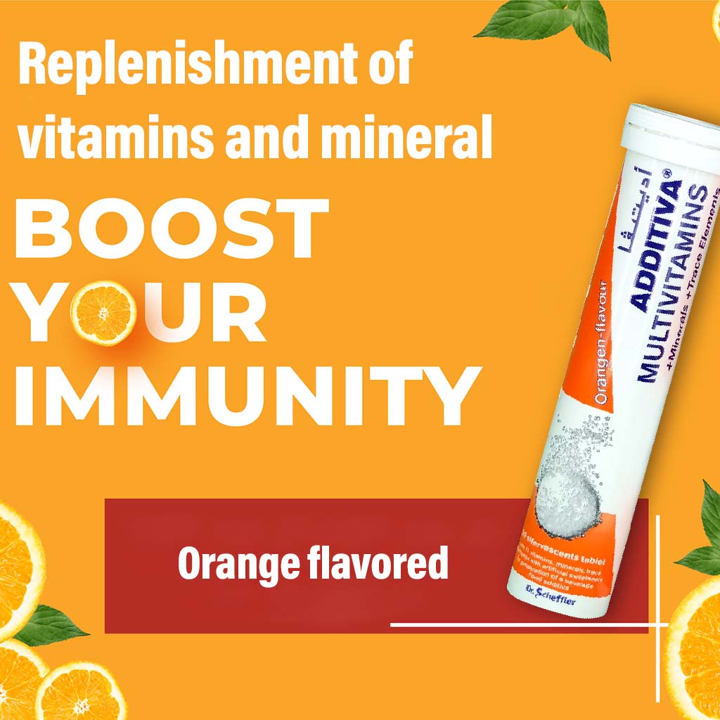 Additiva Multivitamins & Minerals Orange Effervescent Tablets, Pack of 20's