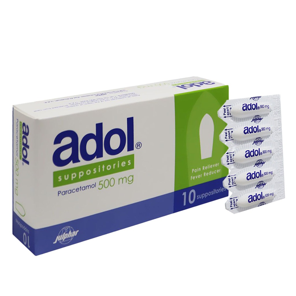 Adol Paracetamol 500 mg Suppositories 10's