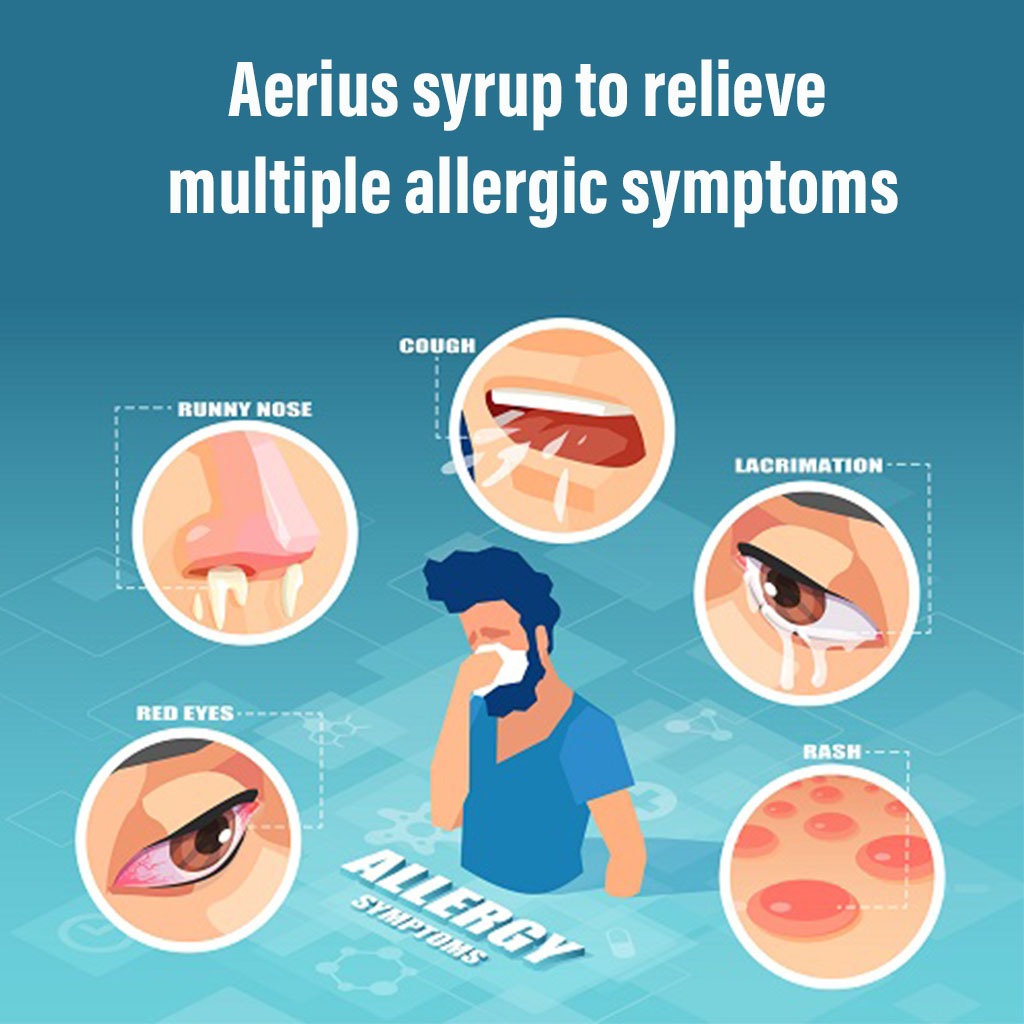 Aerius Syrup 0.5mg/ml Desloratadine For Cold & Allergy 150ml 