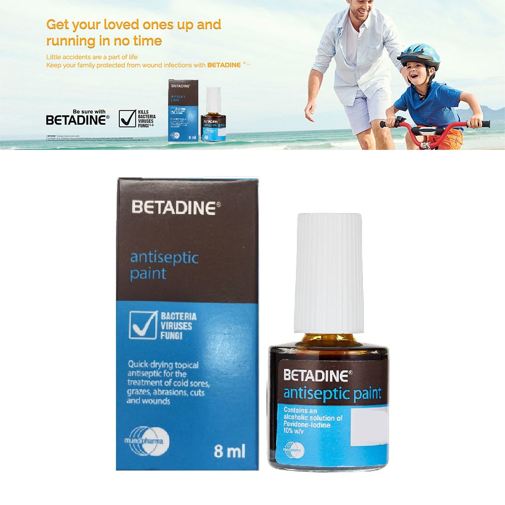 Betadine Antiseptic Paint With 10% Povidone Iodine 8ml