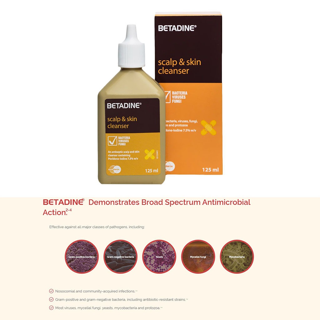 Betadine Povidone Iodine Scalp & Skin Cleanser 125ml