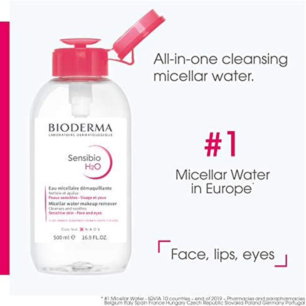 Bioderma Sensibio H2O Cleansing & Make up Removing Micellar Water with Pump 500ml