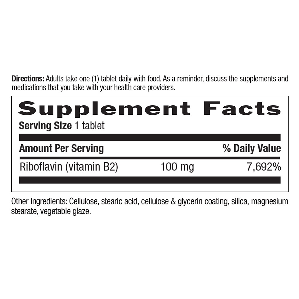 Country Life Vitamin B2 100 mg Tablets For Healthy Nervous System, Pack of 100's