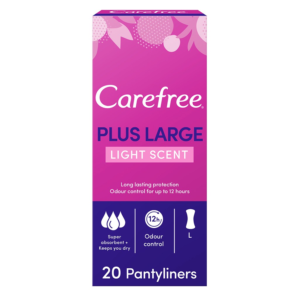 Carefree Plus Large Light Scented Panty Liners, Pack of 20's