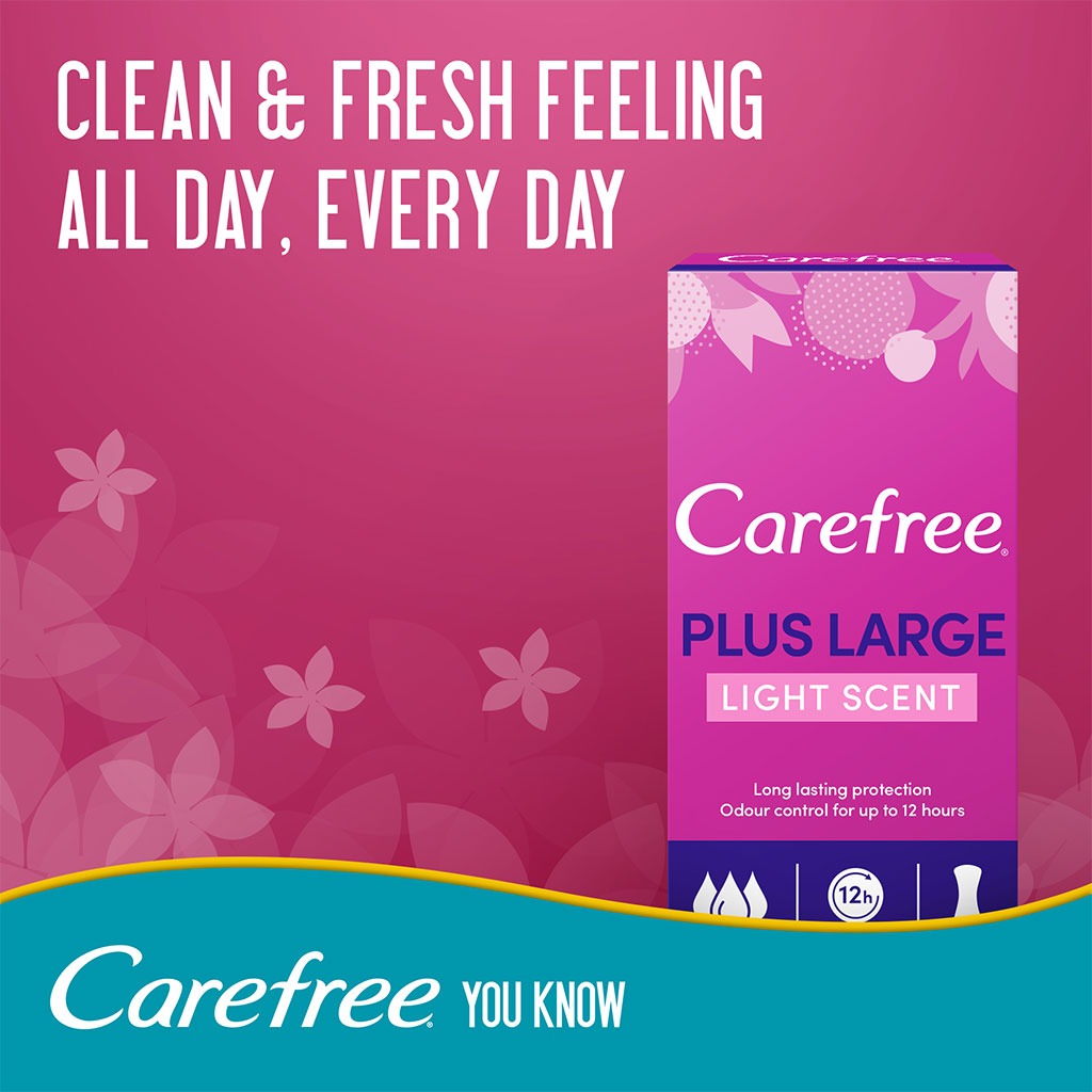 Carefree Plus Large Light Scented Panty Liners, Pack of 20's