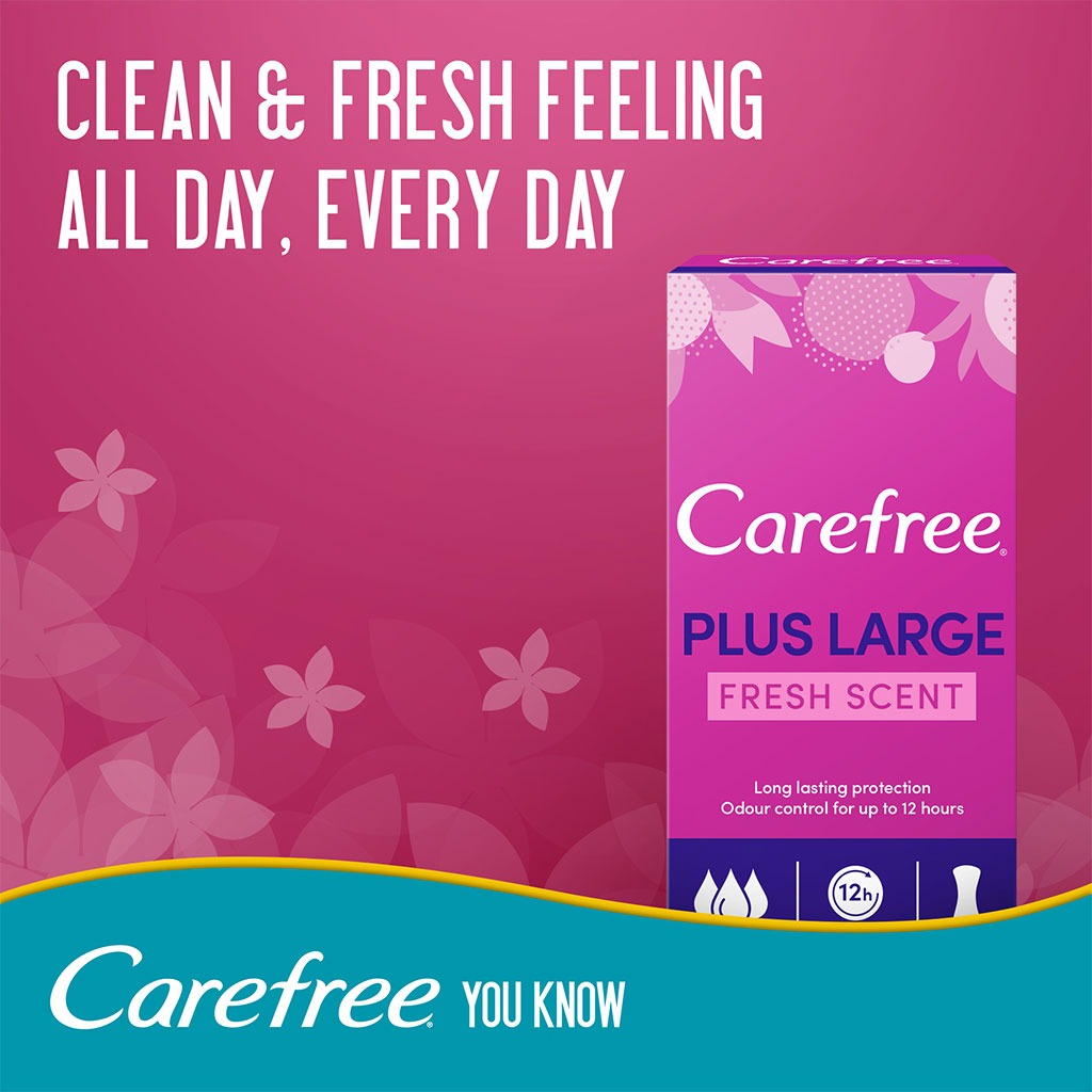Carefree Plus Large Fresh Scented Panty Liners, Pack of 20's