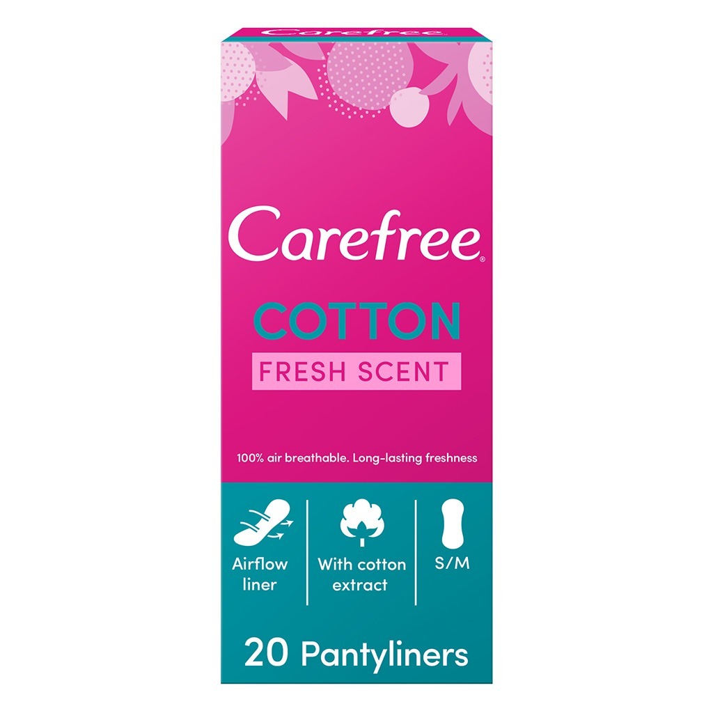 Carefree Cotton Fresh Scent Panty Liners, Pack of 20's