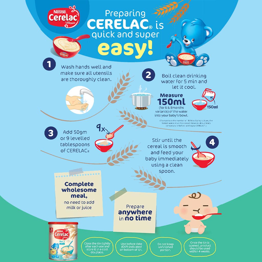 Nestle Cerelac Rice & Milk Infant Cereals From 6 Months 400g