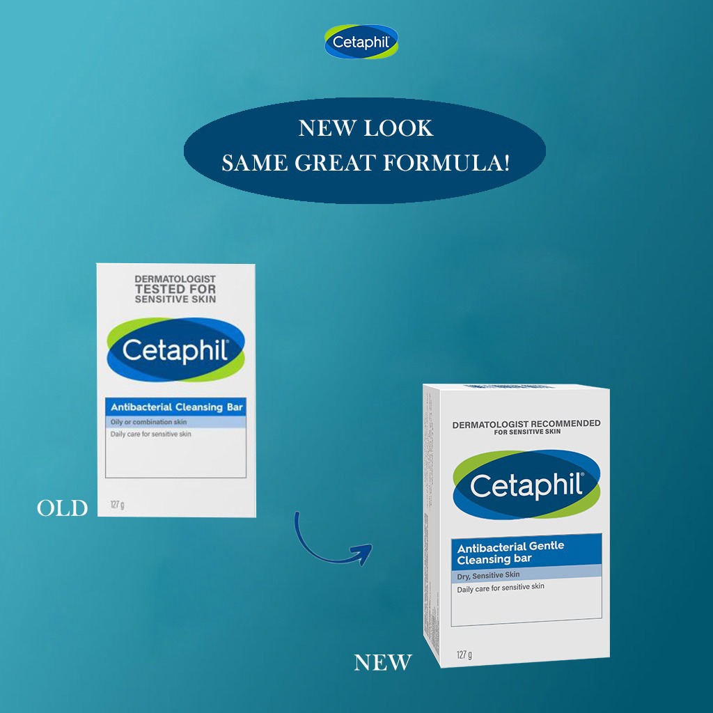 Cetaphil Antibacterial Daily Face & Body Gentle Cleansing Bar For Men & Women With Dry and Sensitive Skin, Unscented, 127g