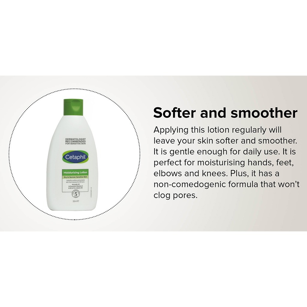 Cetaphil Moisturizing Lotion, Face & Body Moisturizer For Men & Women With Dry to Normal and Sensitive Skin, Unscented, 200ml