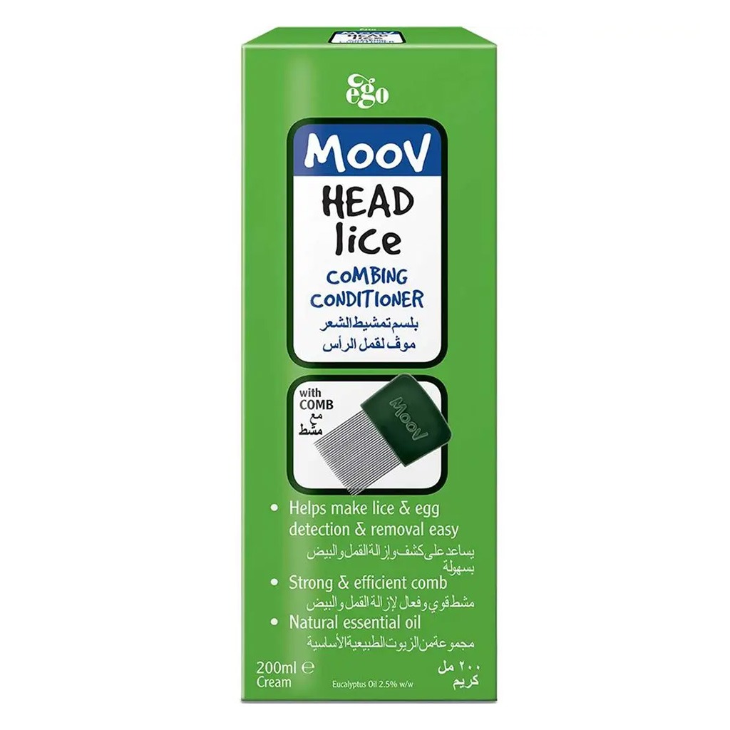 Ego Moov Head Lice Combing Conditioner, Lice Treatment Formula With Comb 200ml