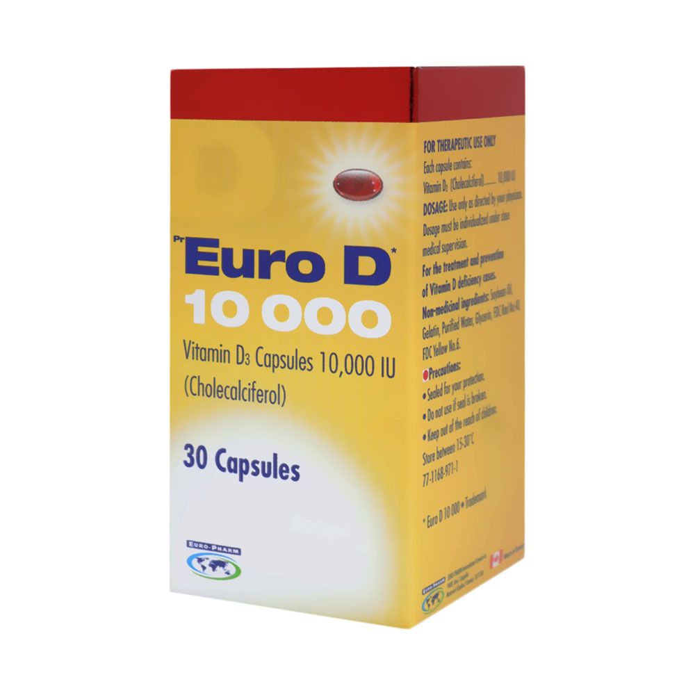 Euro D 10000 IU Capsules 30's