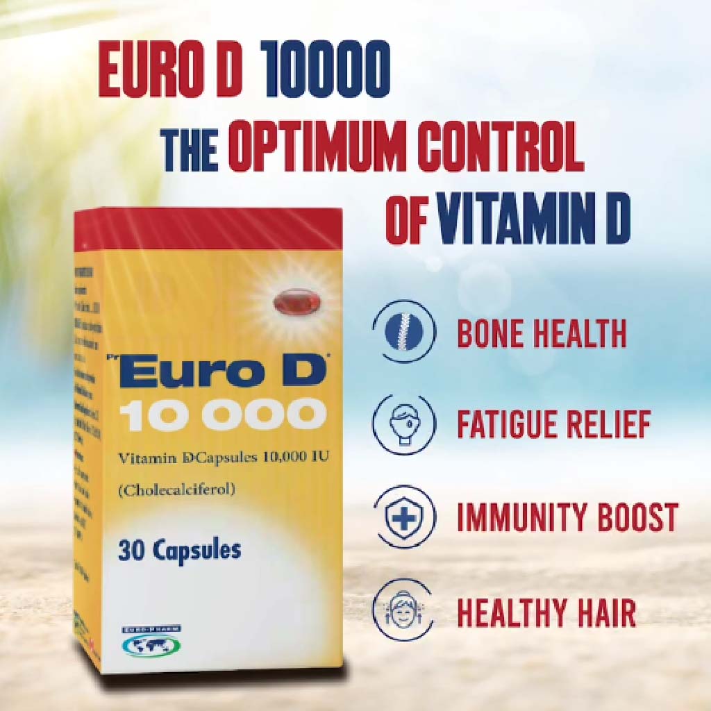 Euro D 10000 IU Capsules 30's