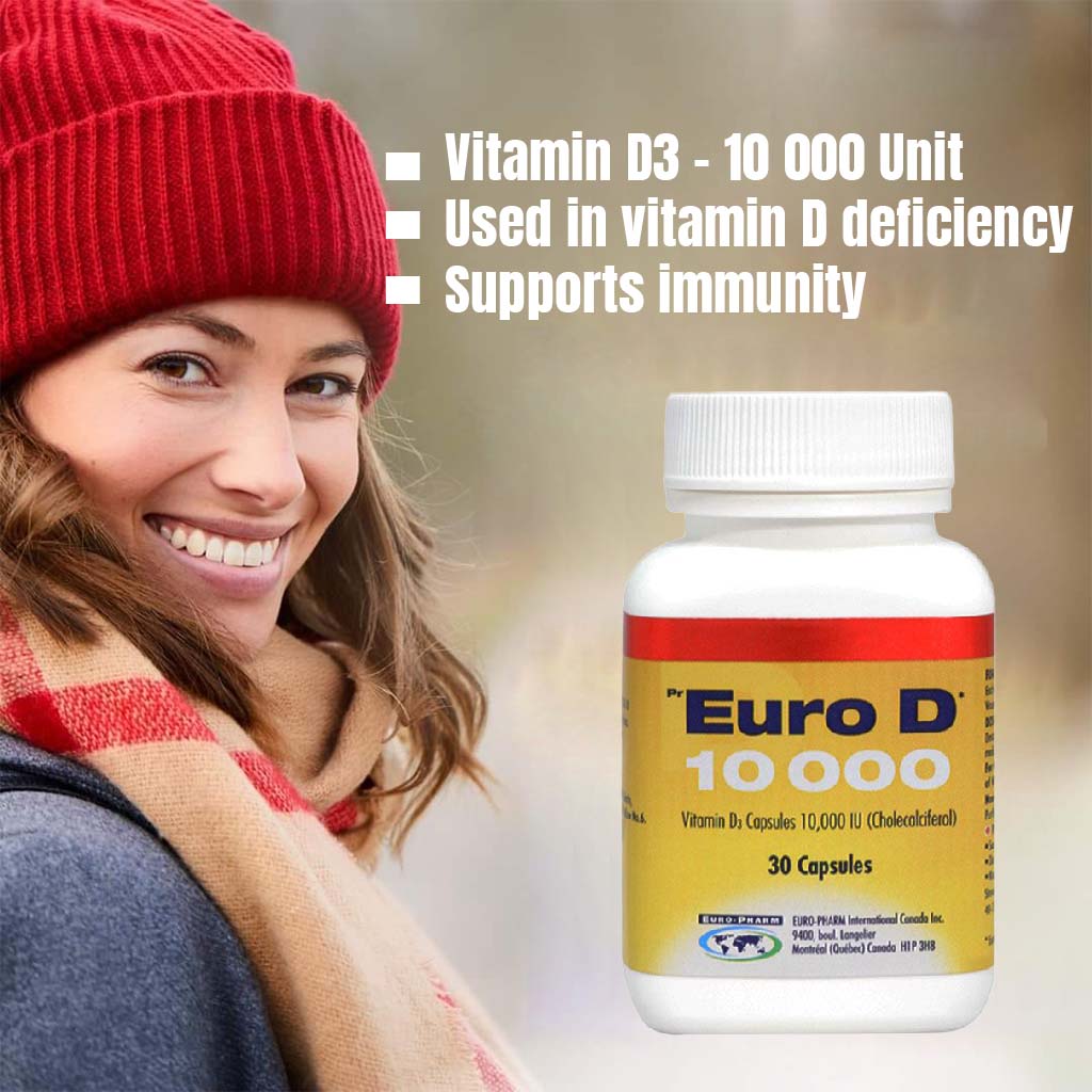 Euro D 10000 IU Capsules 30's