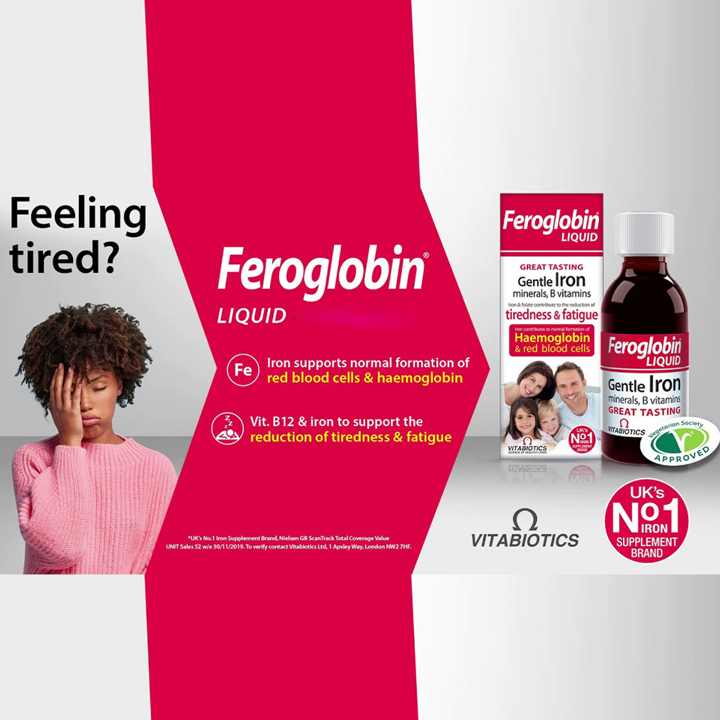 Vitabiotics Feroglobin B12 Liquid Iron, Blood Building Tonic With Mineral & Vitamin B Complex 200ml