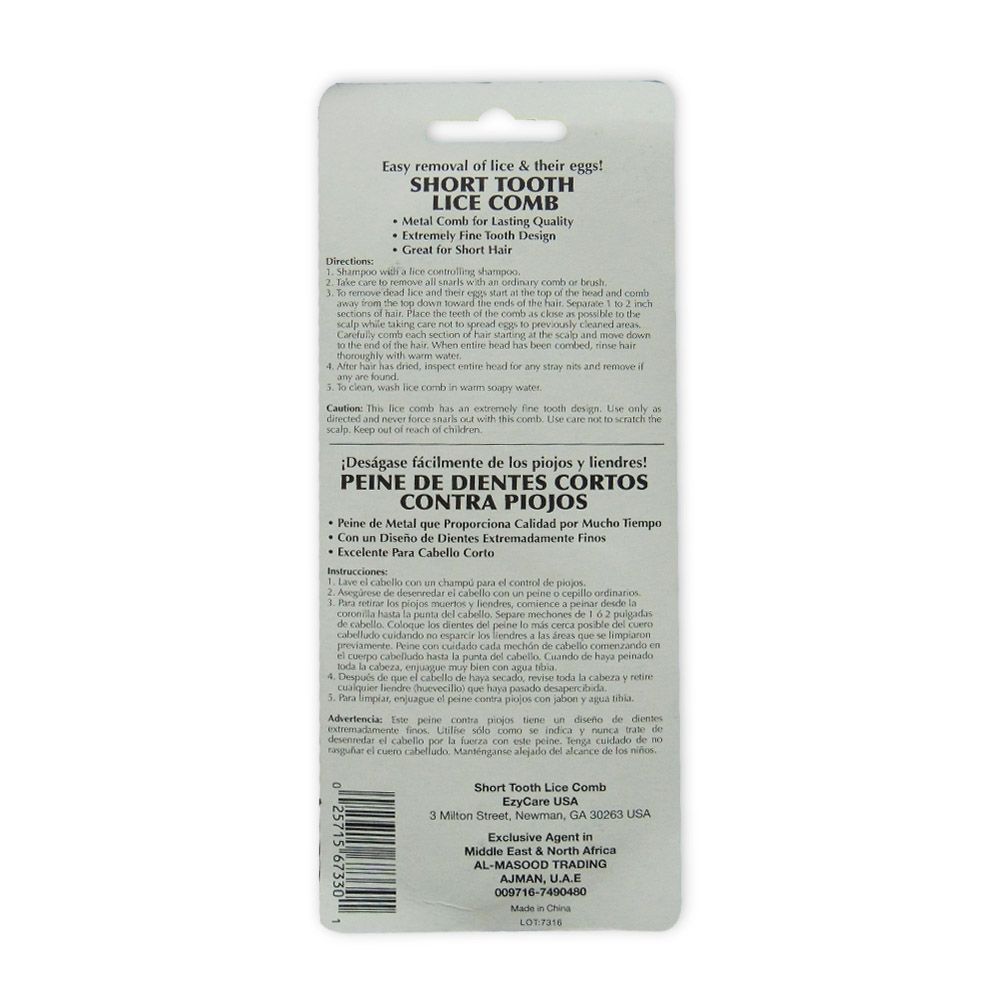 Ezy Care Short Tooth Lice Comb 67330