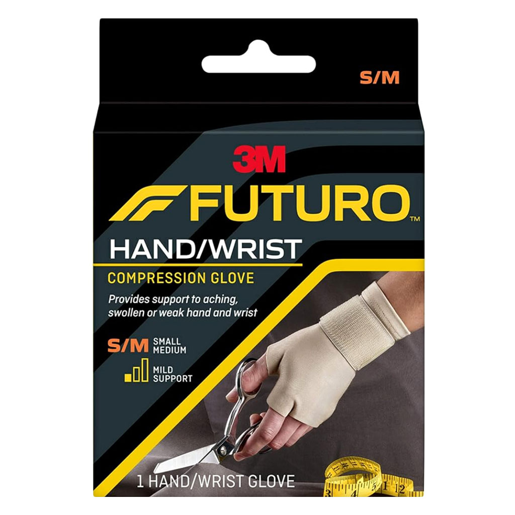 Futuro Hand & Wrist Compression Energizing Support Glove Small/ Medium - Beige