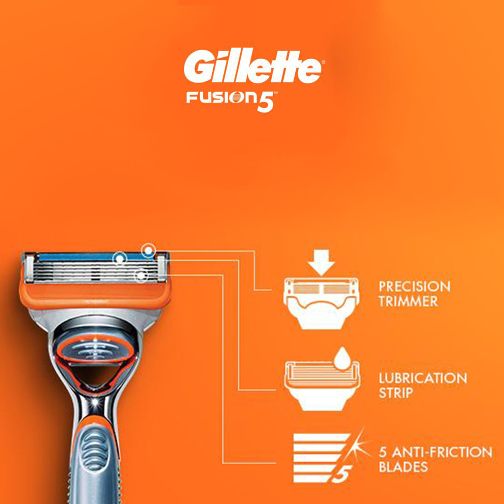 Gillette Fusion 5 Power Razor Blade Refill For Perfect Shave & Beard Shape, Pack of 4's