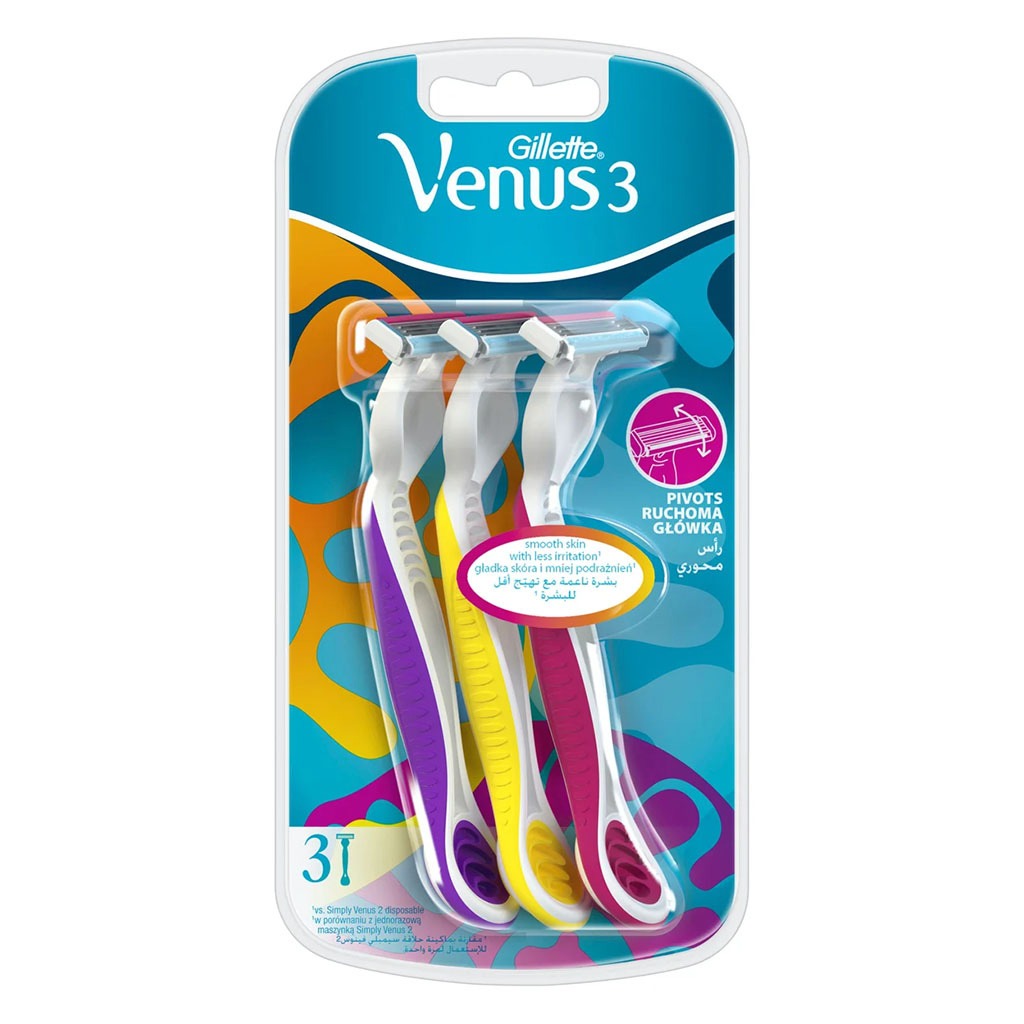 Gillette Simply Venus 3 Plus Disposable Razor For Women, Pack of 3's