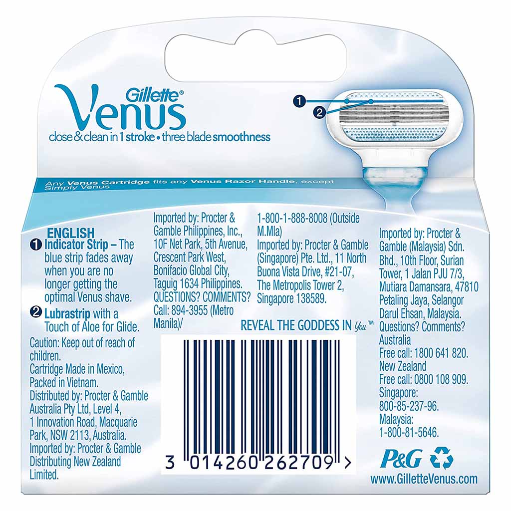Gillette Venus Passion Close & Clean Women's Razor Blade Refill, Pack of 4's