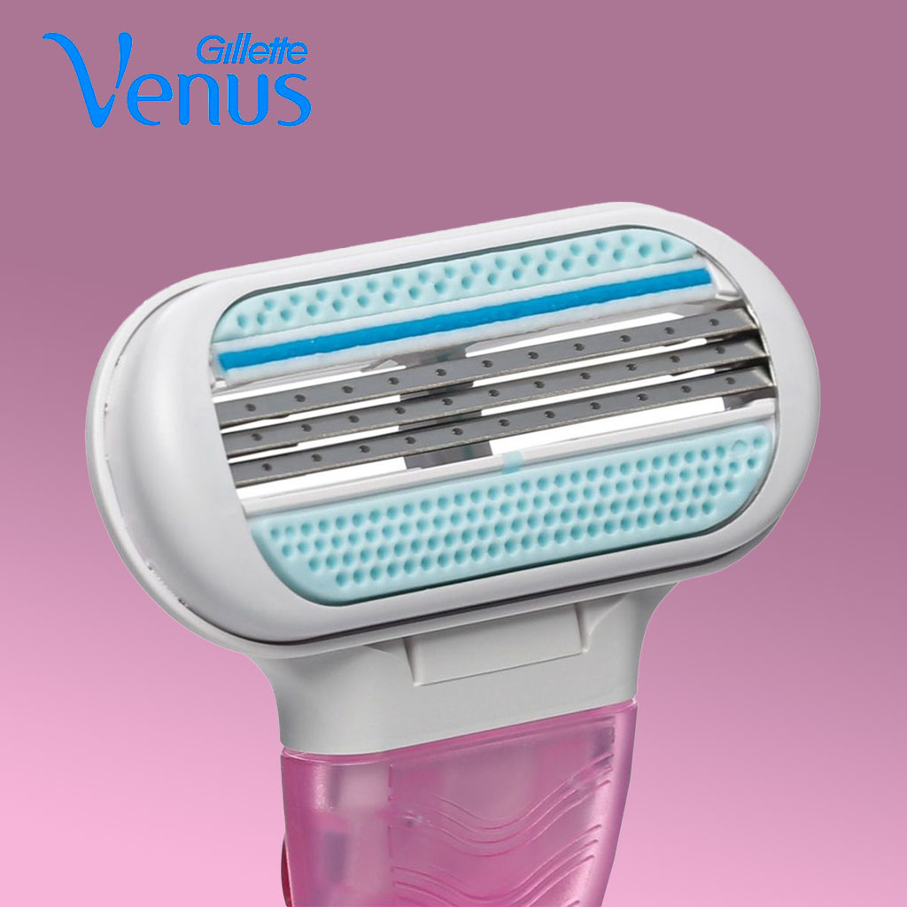Gillette Venus Close & Clean Women's Razor, Pack of 1 Razor Handle + 2 Blade Refills