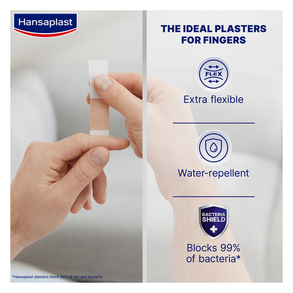 Hansaplast Water Repellent Finger Strips Elastic Plasters, Pack of 16’s