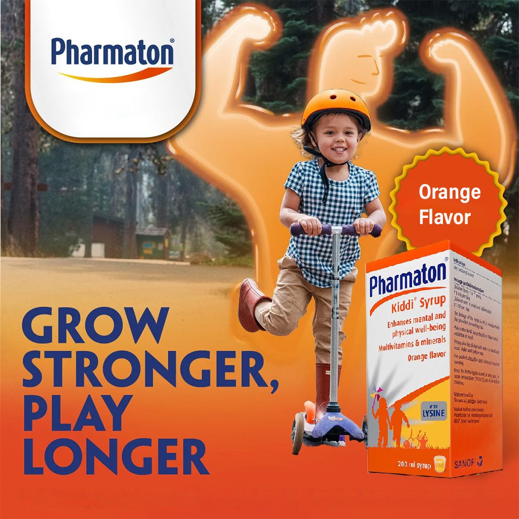 Pharmaton Kiddi Syrup with Multivitamins & minerals, Orange Flavor 200ml