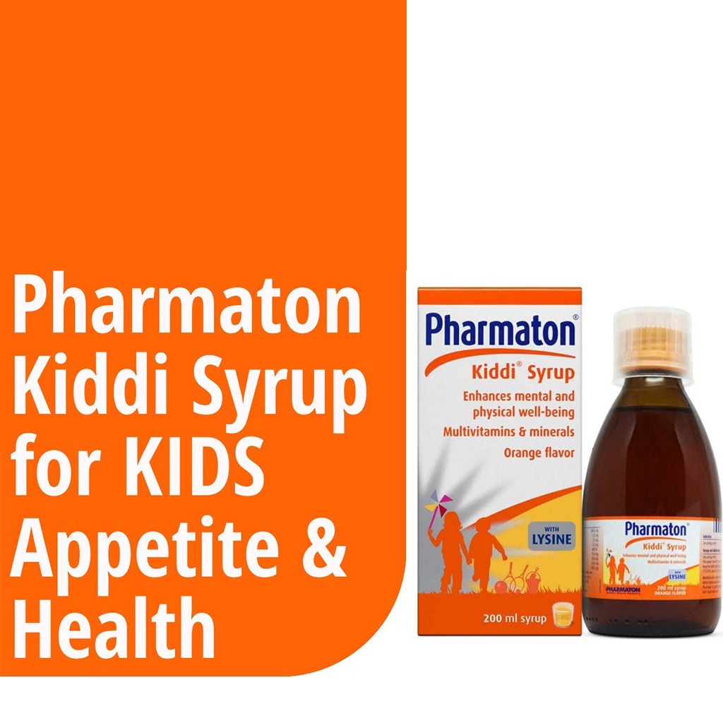 Pharmaton Kiddi Syrup with Multivitamins & minerals, Orange Flavor 200ml