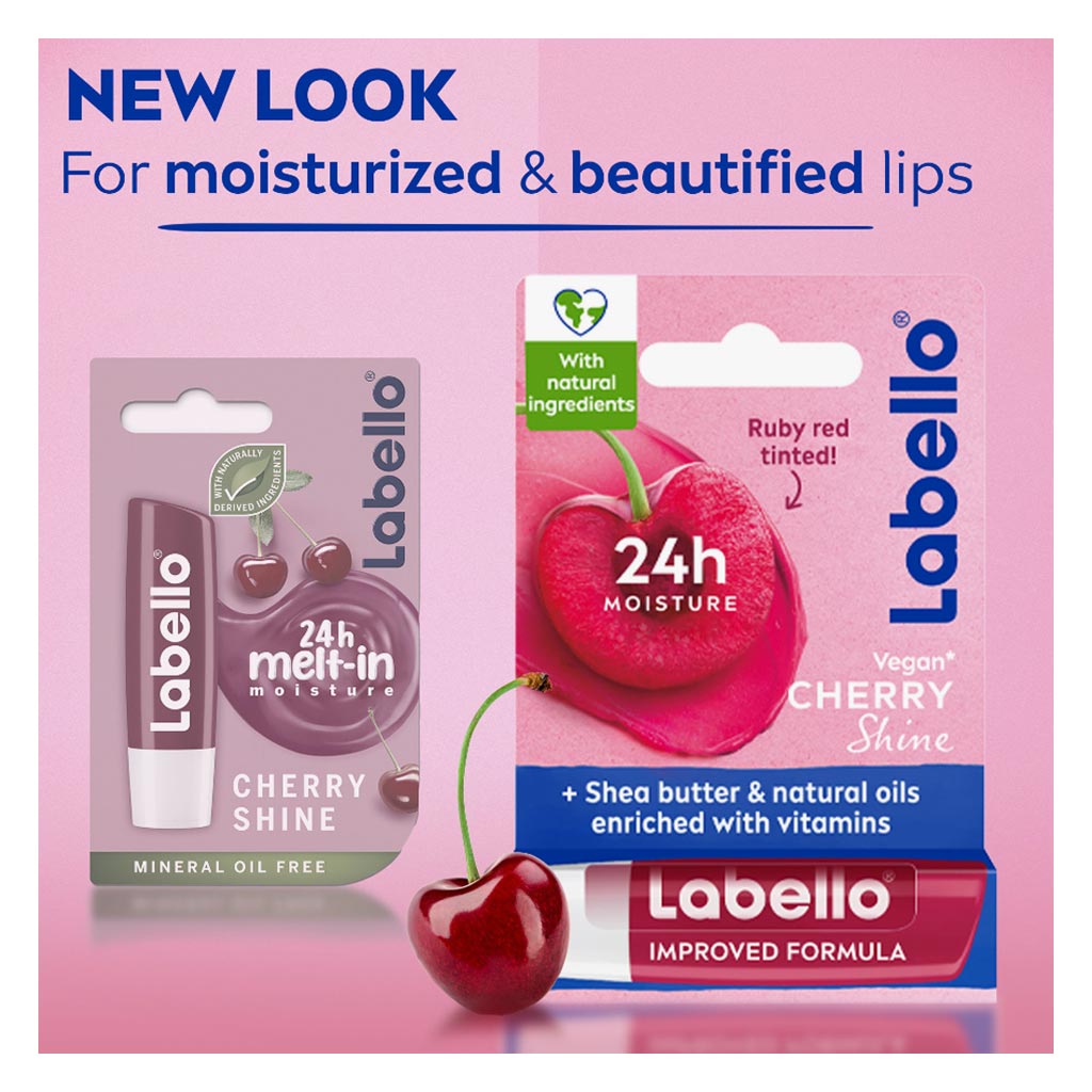 Labello 24H Moisture Cherry Shine Lip Balm 4.8g - Ruby Red Tint