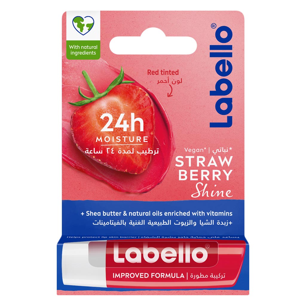 Labello 24H Moisture Strawberry Shine Lip Balm 4.8g - Red Tint