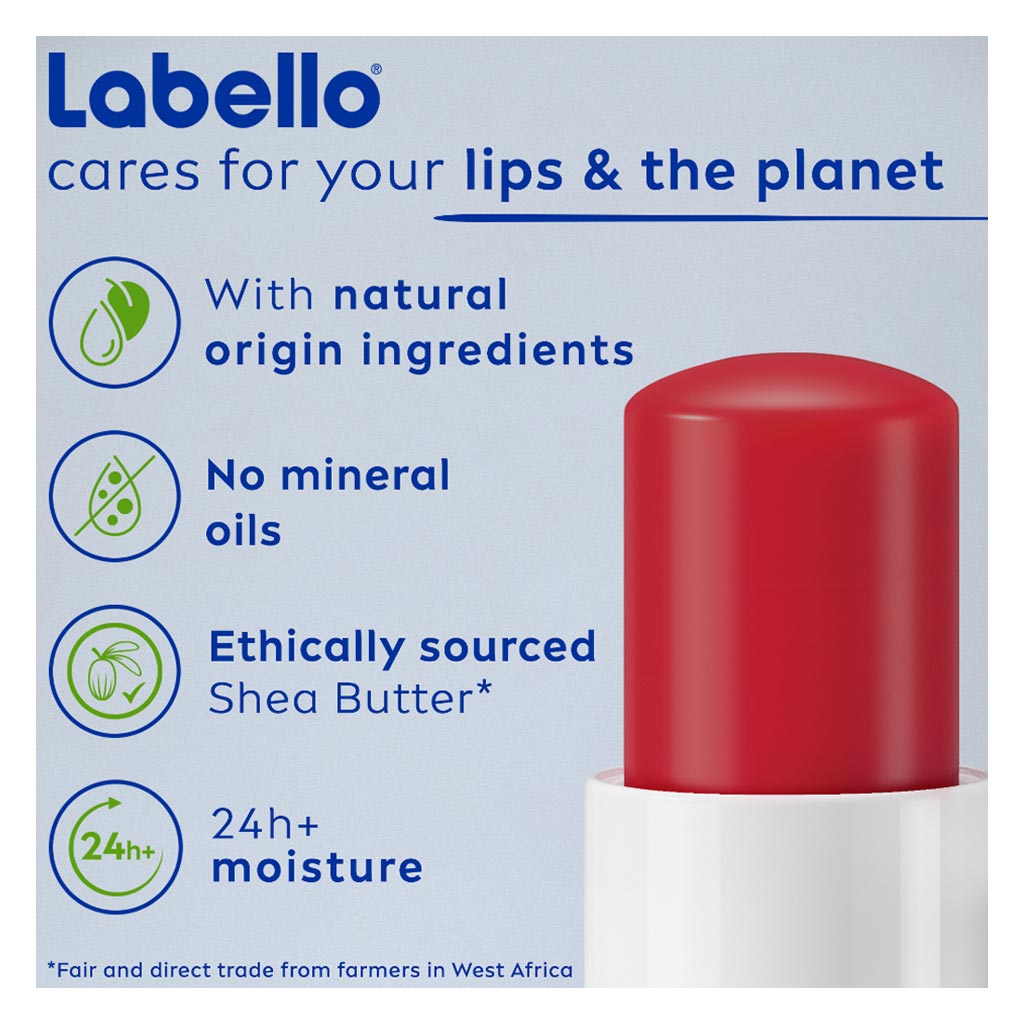 Labello 24H Moisture Strawberry Shine Lip Balm 4.8g - Red Tint