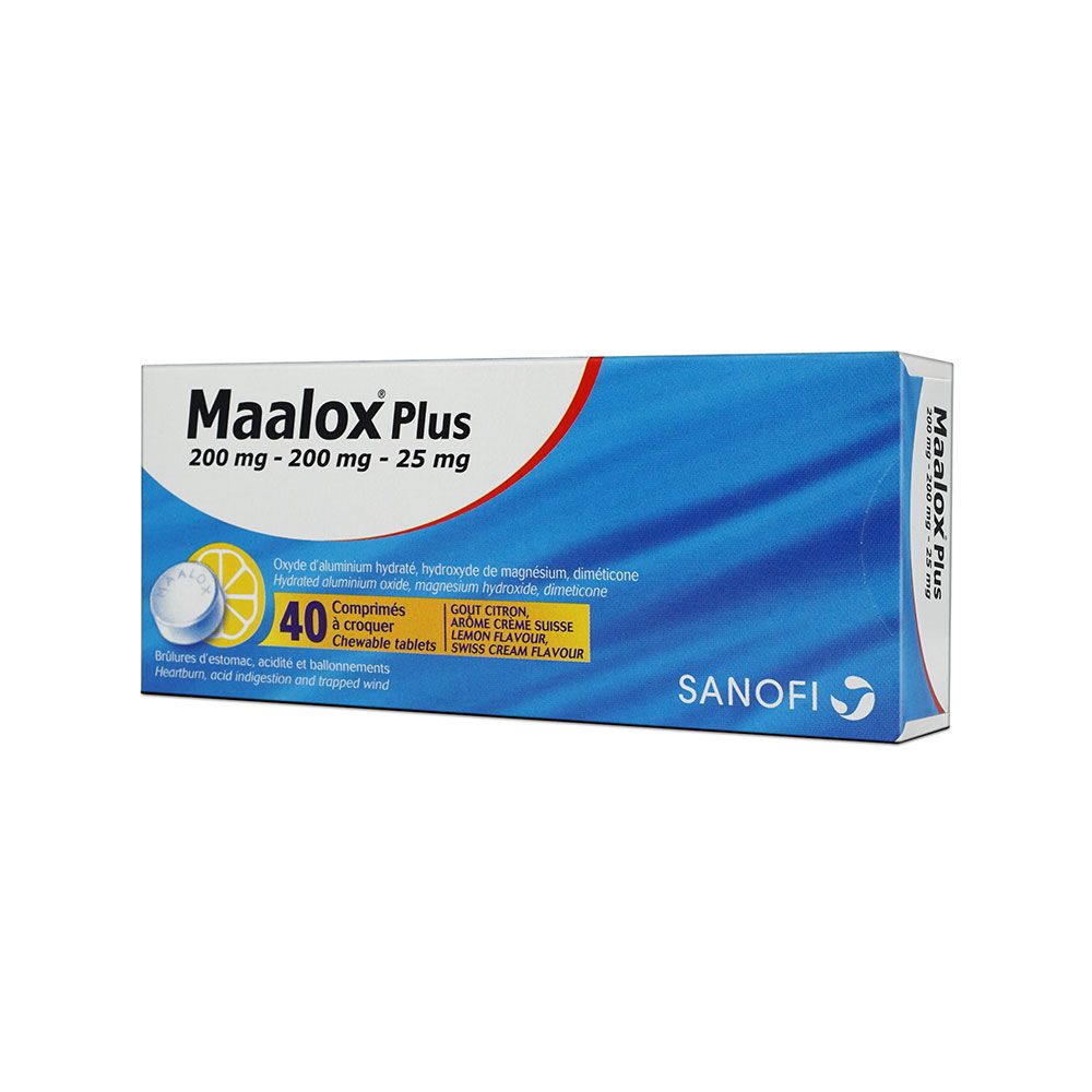 Maalox Plus Chewable Tablets For Indigestion And Heartburn Lemon Flavour, Pack of 40's
