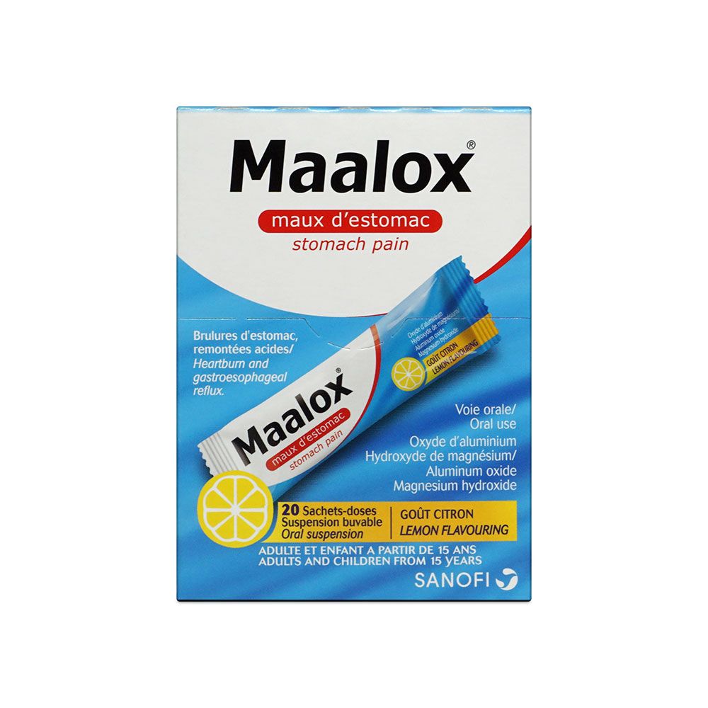 Maalox Oral Suspension Sachets For Stomach Pain And Heartburn Lemon Flavour, Pack of 20's