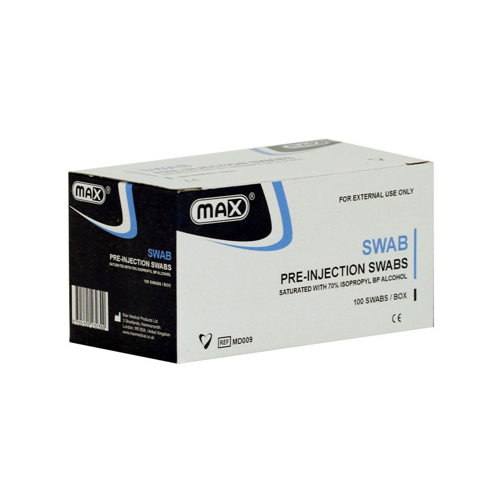 Max Pre-Injection Alcohol Swabs 100's