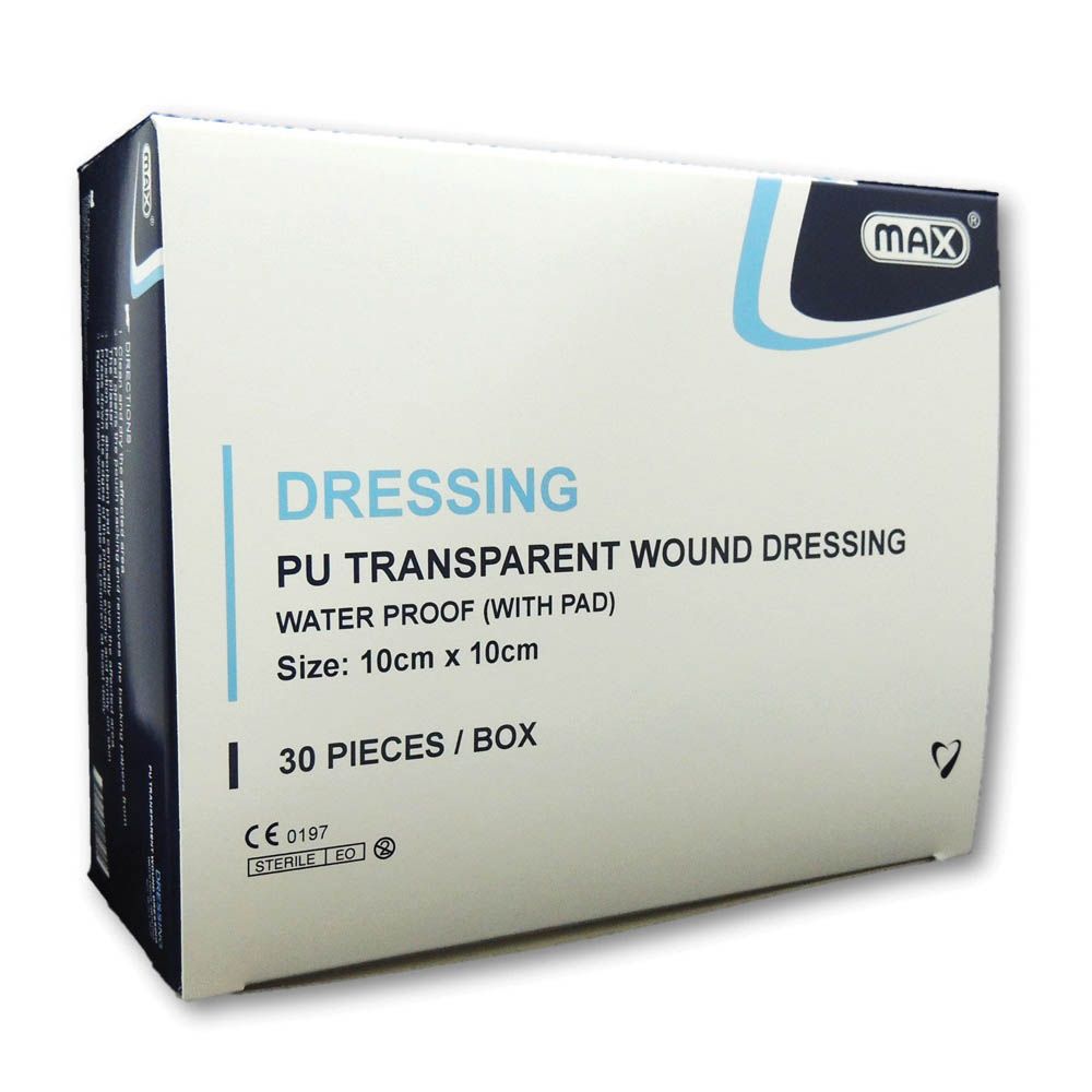 Max Transparent Wound Dressing 10 cm x 10 cm 30's