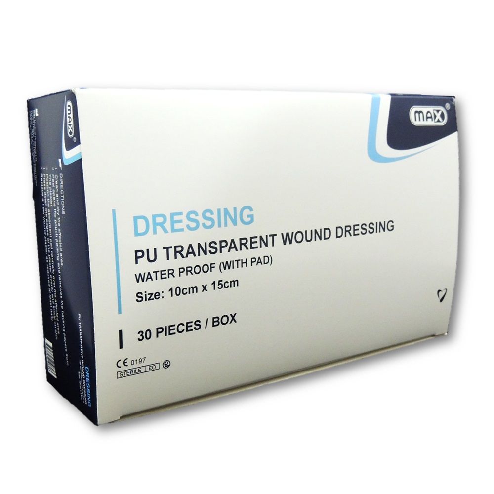 Max Transparent Wound Dressing 10 cm x 15 cm 30's