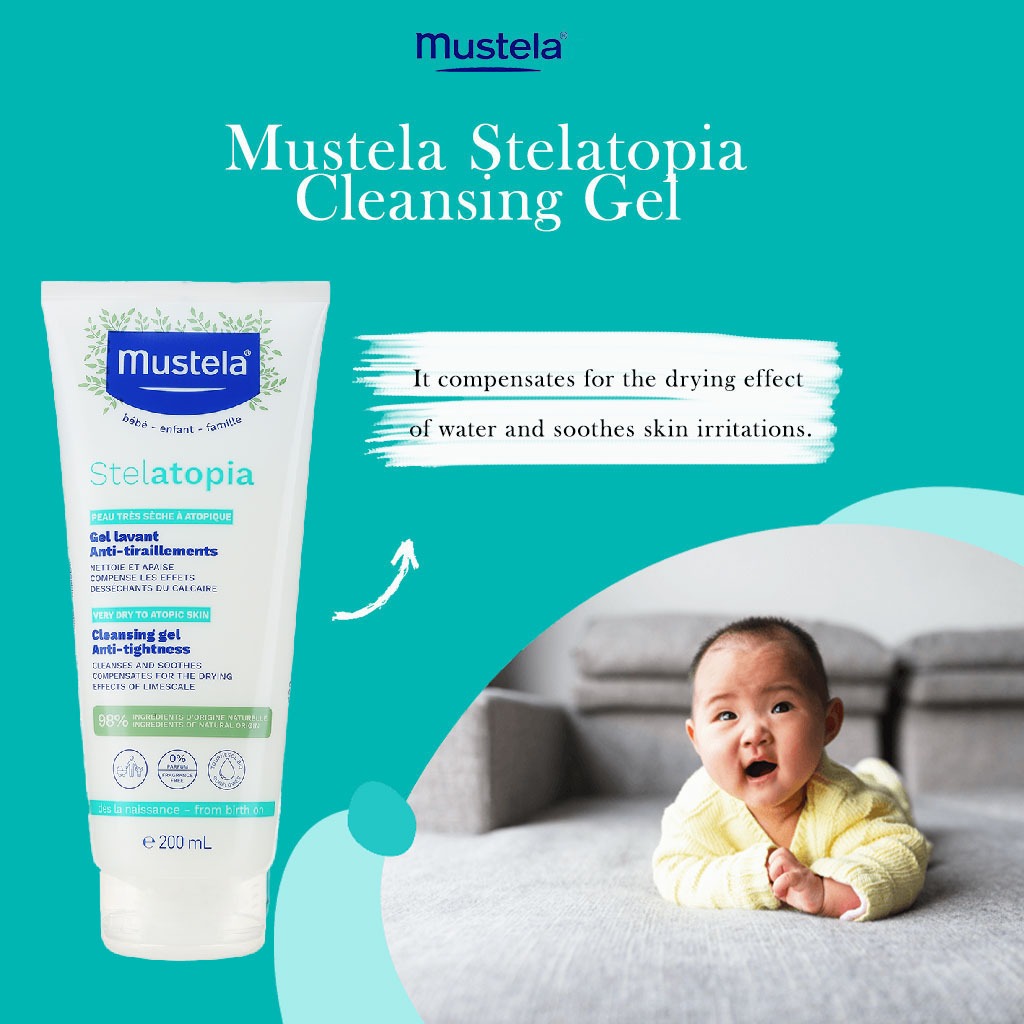 Mustela Baby Stelatopia Cleansing Gel For Atopic Prone Skin, Fragrance-Free 200ml