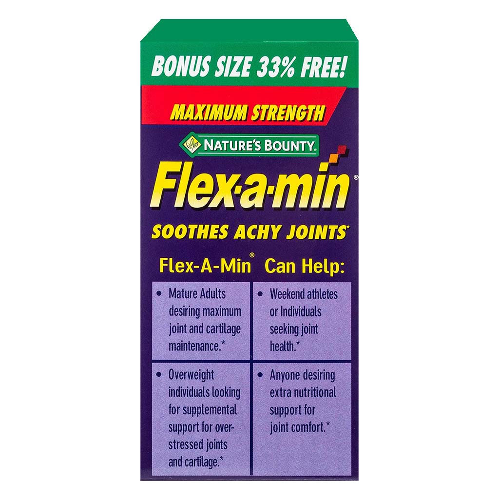 Nature's Bounty Flex-a-min Maximum Strength Glucosamine Supplement Tablets For Joints, Pack of 60's