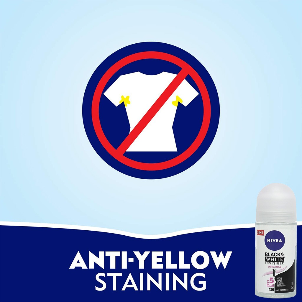 Nivea Black & White Invisible 72H Active Antiperspirant Roll-On For Women 50ml