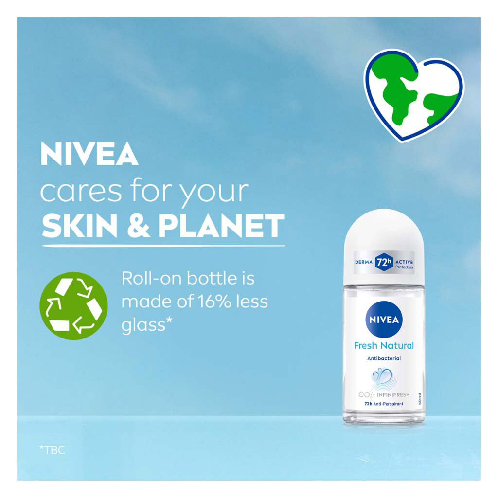 Nivea Fresh Natural Antibacterial 72H Active Roll On For Women 50ml