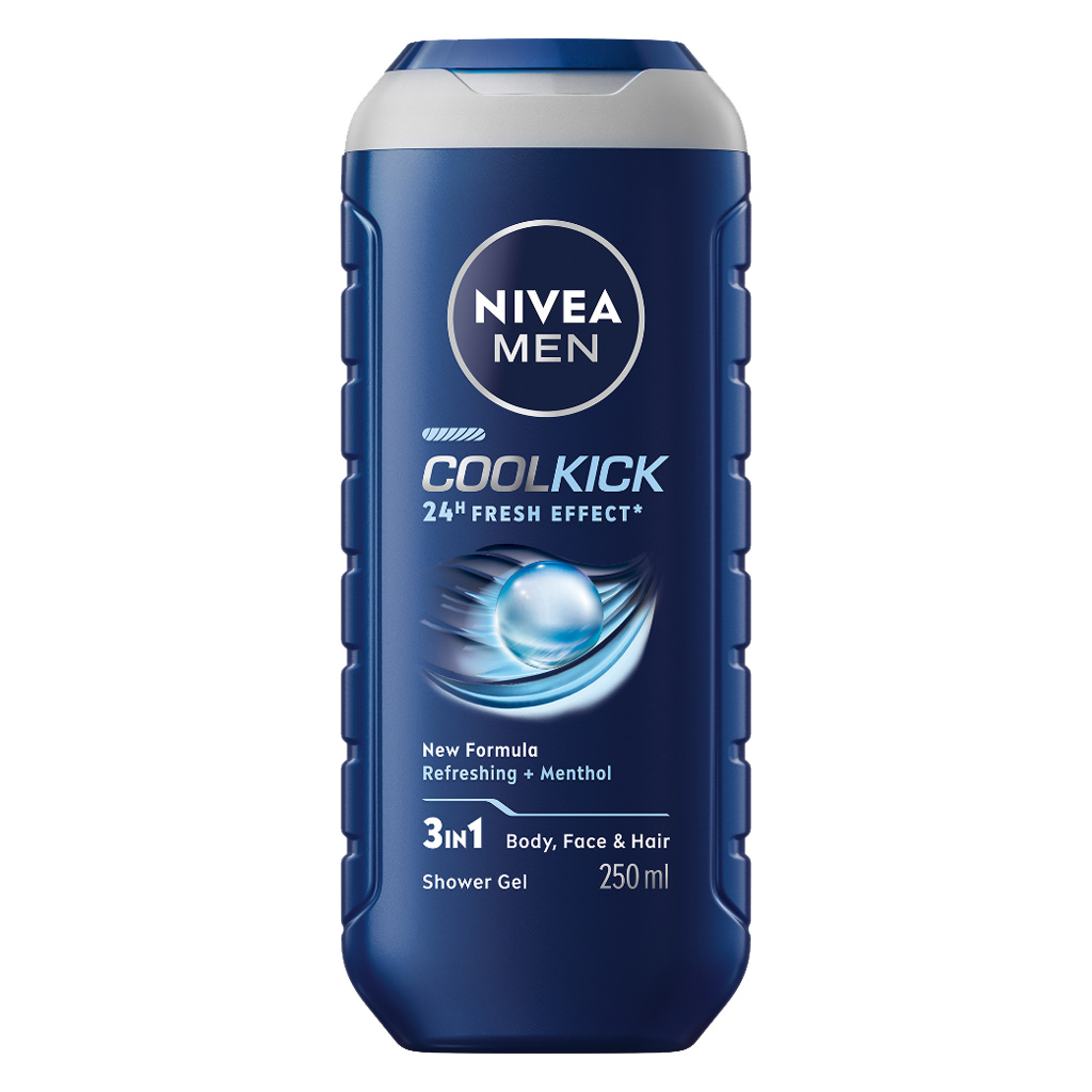 Nivea Men Cool Kick 24H Fresh Effect 3 in 1 Face, Body & Hair Shower Gel 250ml