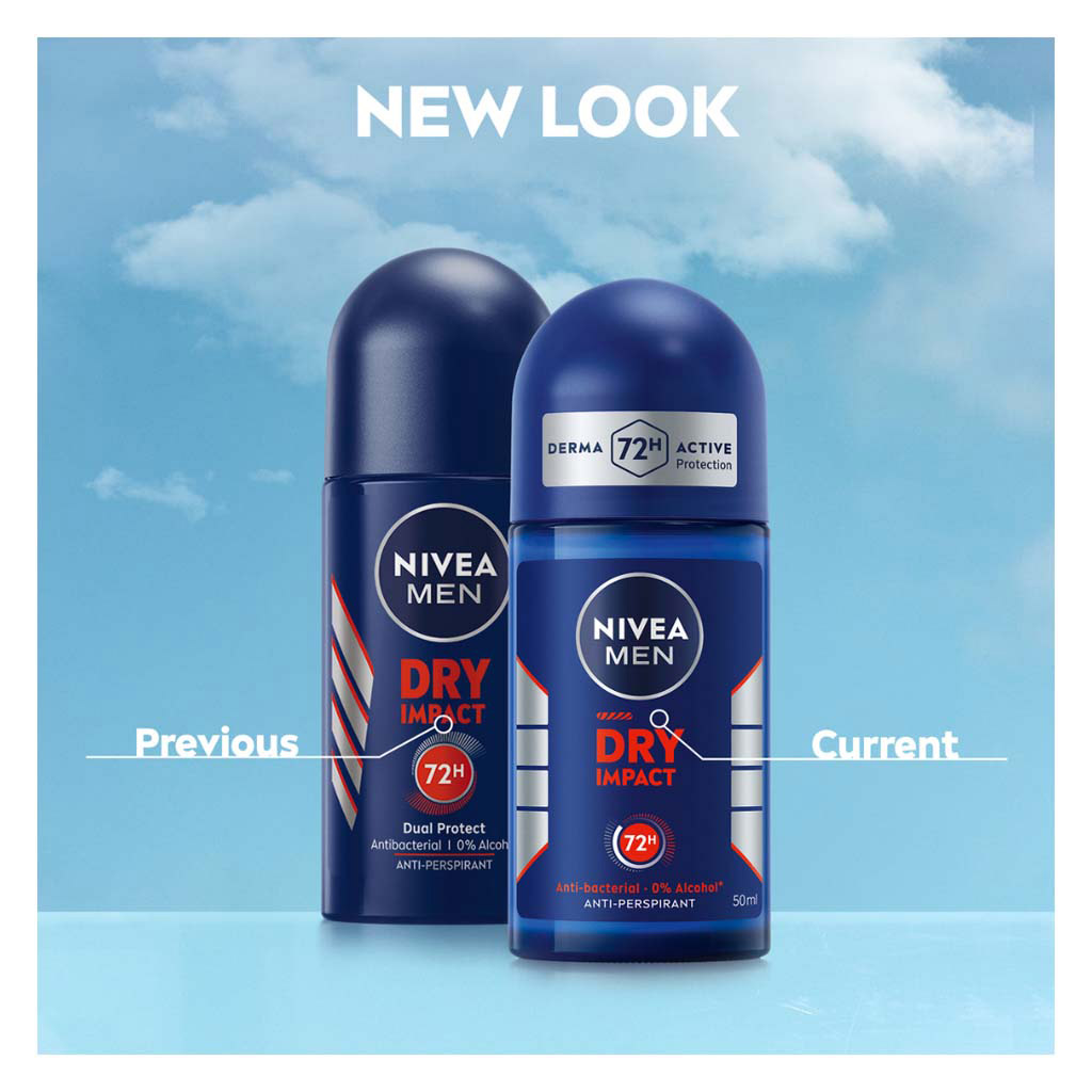 Nivea Men 72H Dry Impact Antiperspirant Deodorant Roll On 50ml