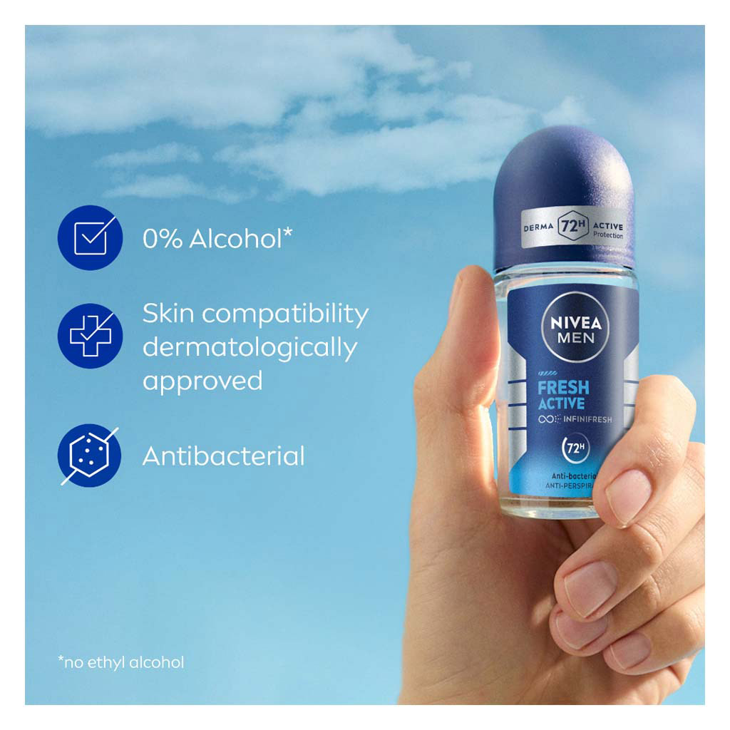 Nivea Men Fresh Active Infinifresh 72H Antibacterial Deo Roll On 50ml